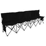 Yaheetech Portable 6 Seats Sport Sideline Folding Bench Soccer Team Bench with Sidebag and Carry Bag, 600D Oxford Double Layer Fabric, Black