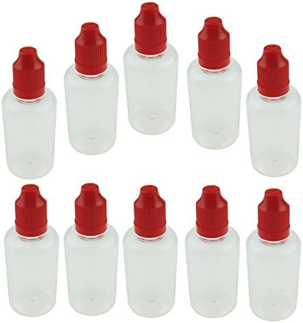 50ml Plastic Squeezable Dropper Bottles Eye Liquid Dropper Pet Red Childproof Cap (Pack of 10)