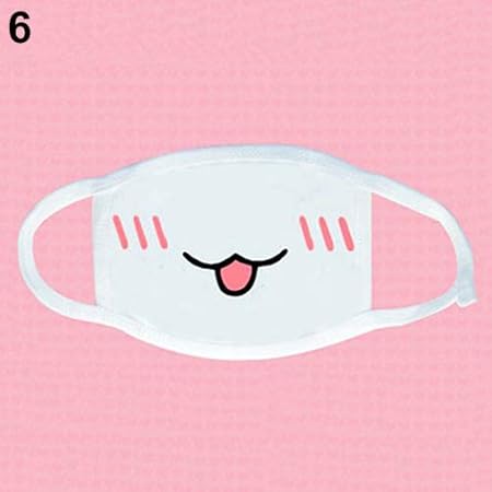 lyhhai White Anime Emoticon Mouth-Muffle Kaomoji Anti-Dust Cute Kawaii Lovely Face Mask, weiß, 6