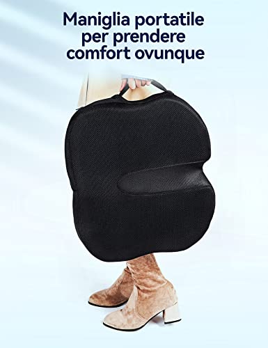 Travel Ease Ergonomic Chair Cushion, Memory Foam and Premium Gel Cushion with Non-Slip Base for Long Comfort, Hip Support Cushion for Office Chair, Car Seat (Black)