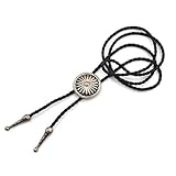 Lychee Sun Shield Leather Bolo Bola Tie Necktie Western Cowboy Rodeo Necklace