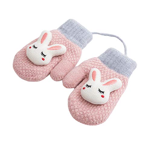 Toddler Baby Knitted Gloves Cute Winter Fleece Ski Mittens Xmas Gift for Kids