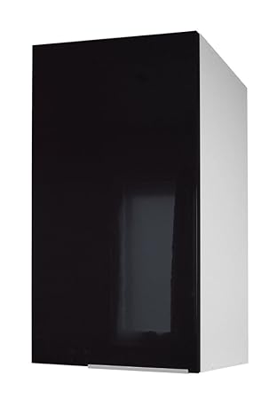 Berlenus Top Kitchen Cupboard With 1 Door High Gloss Black 40 Cm