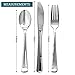 Stately Elegance Designs 300 Piece Silver Plastic Silverware Set – Includes Forks, Knives and Spoons – Silver Cutlery – Heavy Duty Durable Disposable Flatware Set