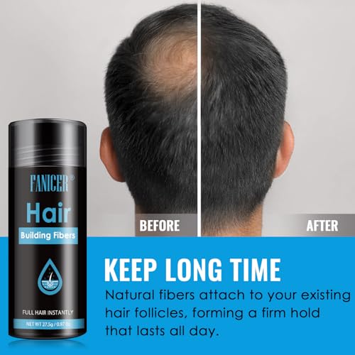 Hair Densifying Powder, Hair Powder, Hair Fibre with Spray Applicator, Thickening Spray Powder, Naturally Thicker, For Women and Men, Black