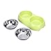 Luase Pet Dog Bowl Food Water Dish Feeder Stainless Steel Feeder Pet Dog Double Bowls(Medium, Green)