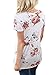 Sidefeel Women Floral Print Short Sleeve Lace-up Blouse Tops XX-Large White