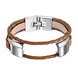 bayite For Fitbit Alta and Alta HR Bands, Leather Bands Metal Clasp Fitbit Alta Replacement Accessory Bracelet Brown Large 6.7