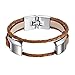 bayite Leather Bands Compatible with Fitbit Alta and Alta HR, Adjustable Metal Clasp Accessory Bracelet, Brown Small 5.5