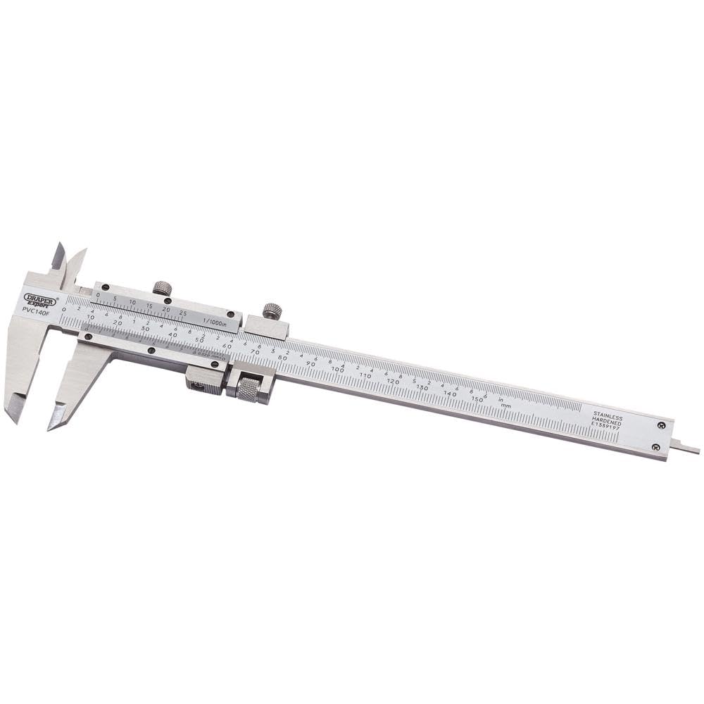 Draper 50605 Expert Vernier Caliper with Fine Adjustment, 0mm-140mm,Blue