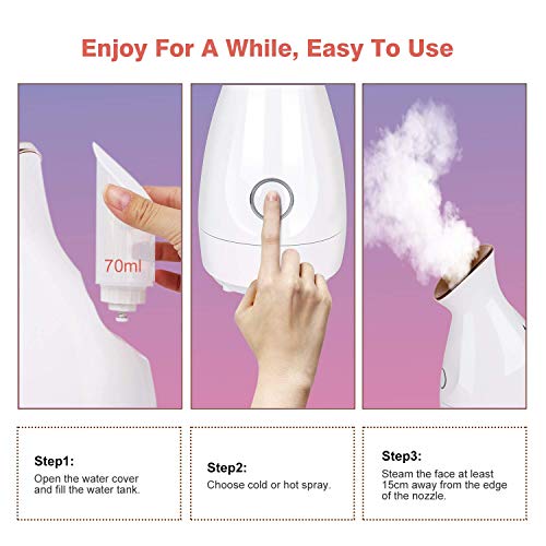 CXhome Home Facial Steamer Hot and Cold Face Steamer Nano Mist for Woman Home Spa Facial, Steamer for Face Humidifier for Moisturizing Deep Cleaning Pores Acne Blackheads - Thumbnail 5