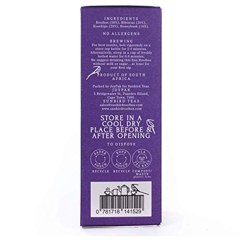Sunbird Rooibos Hibiscus Rooibos | Roter Tee Blend mit Hibiscus | 20 kompostierbare Beutel | Rare Premium Rooibos | 100… – Bild 6