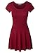 LE3NO Womens Casual Short Sleeve Fit and Flare Skater Dress
