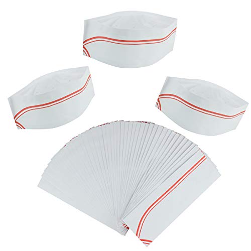 Chef Hats Paper 40 Pack Disposable Retro Diner Food Server Soda Jerk
