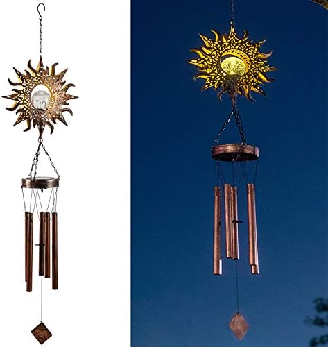 即出荷 ソーラーライト 屋外 防水 風鈴 ウィンドチャイム Led ガーデン 太陽形 金属製 店 飾り 玄関 Leidrail製 暖色系 壁 夜間自動点灯 常夜灯 おしゃれ 光センサー 園芸 和風 1個 太陽光発電