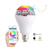 Wireless Bluetooth Speaker Smart LED Light Bulb - WEKSI Dimmable Multicolored Color Changing Lights Desk Lights Bar Sinks - Smartphone Free APP Controlled