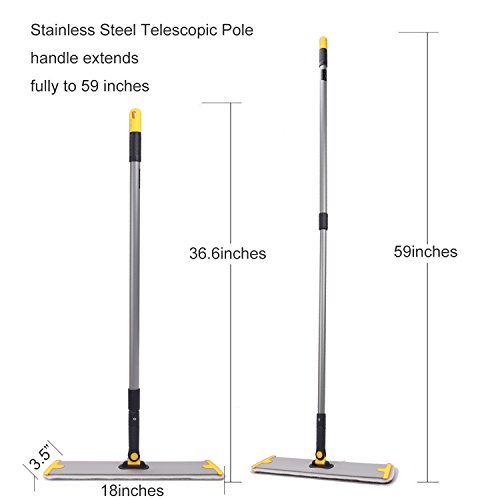 MOP For Wood Floor,3 Wet&Dry Reusable Refill Microfiber Duster for Tie Hardwood Cleaning - Thumbnail 6