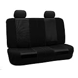 FH-FB060012 Trendy Elegance Rear Set Seat Covers, Split Bench, Black color- Fit Most Car, Truck, Suv, or Van
