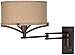 Franklin Iron Works Tremont Rustic Farmhouse Swing Arm Wall Lamp Bronze Plug-in Light Fixture Dimmable Tan Burlap Drum Shade for Bedroom Bedside House Reading Living Room Home Hallway Dining