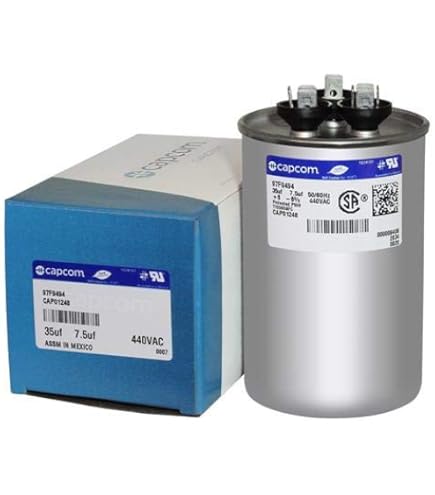 Genteq Dual Capacitor Round - 35 + 7.5 uF MFD x 440 VAC Fits