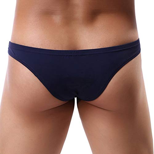 Fastbot mens underwear,Thong Briefs Low Waist Underwear Soft Breathable Knickers Navy - Thumbnail 5