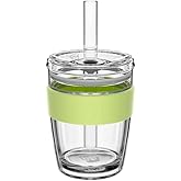 KeepCup Cold Cup - Longplay Double wall Glass Ice Coffee Tumbler with Lid and Straw - 12oz (340ml) - Chartreuse Green