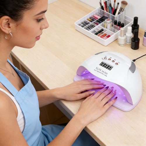 CARYWON - Lámpara de Uñas, 200W 45 UV LED Lámpara de Uñas para Esmalte de Gel, Secador de Uñas con 4 Ajustes de Temporizador y Pantalla LCD, Lámpara de gel de Curado Portátil más Rápido
