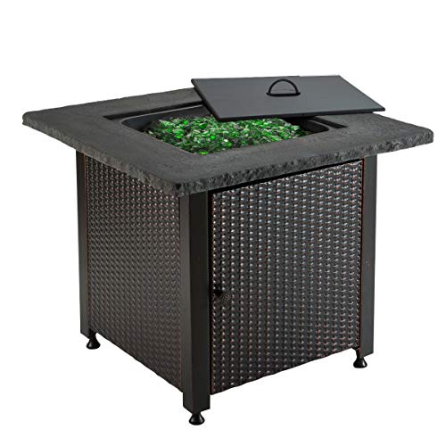 Blue Rhino Outdoor Propane Gas Fire Pit with Rock Top and Green Fire Glass - Add Warmth and Beauty to Your Backyard - Thumbnail 2