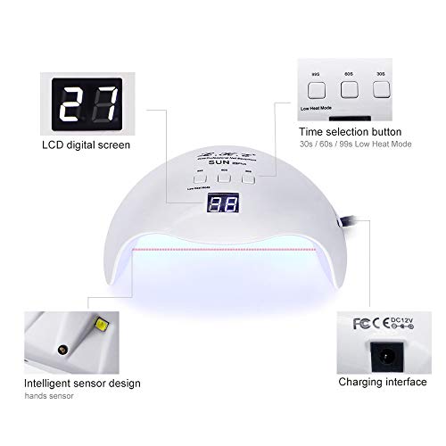 image for Gel UV LED Nail Lamp,LKE Nail Dryer 40W Gel Nail Polish LED UV Light w