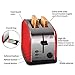 COSSCCI Red Toaster 2 Slice Stainless Steel Toaster with Wide Slots,Removable Crumb Tray,High Lift Lever, Reheat Defrost and 7 Shade Setting