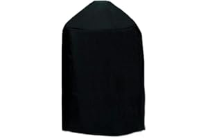 Comily Plus+ Basic BBQ Grill Cover 210D Waterproof with Adjustable Cord Lock Fit Round Grill(22x30inch)-Black Color
