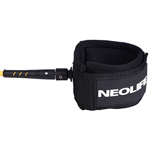 Neolife Coiled Premium Surfboard Leash,Stand Up Paddle Board Leash Ankle Strap Leg Rope with Double Stainless Steel Swivels for Longboard Snowboard Sup Leashesï¼ˆ6Ft Yellow