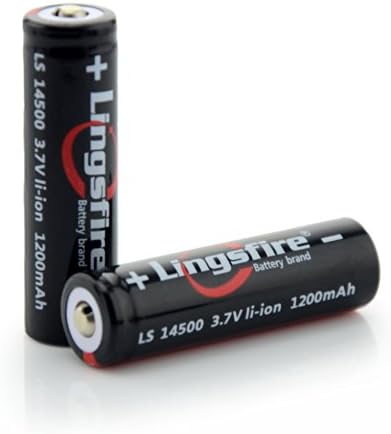 LingsFire 2Pcs 1200mah 3.7V 14500 Rechargeable Li-Ion Battery In Black (2 x Battery)