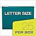 Pendaflex Reinforced Hanging File Folders, Letter Size, Teal, 1/5 Cut, 25/BX (4152 1/5 TEA)