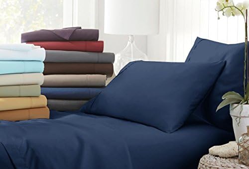 Egyptian Luxury Hotel Collection Bed Sheet Set - Hotel Quality Ultra Soft Double Brushed Microfiber Sheets with Deep Pocket - Hypoallergenic - Hypoallergenic - Queen - Navy