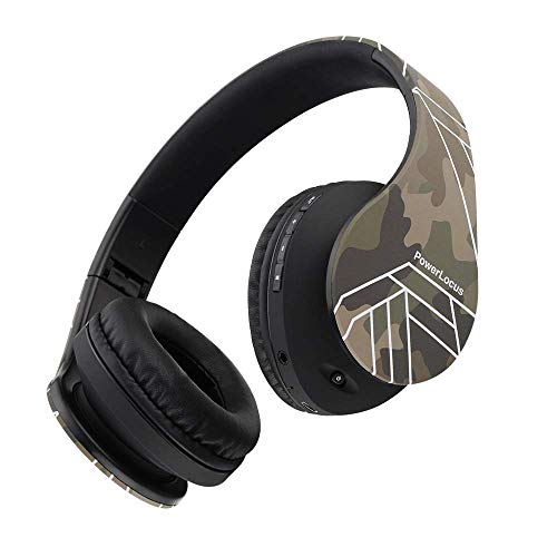 PowerLocus Bluetooth Over-Ear Headphones, Wireless Stereo Foldable Headphones Wireless and Wired Headsets with Built-in Mic, Micro SD/TF, FM for iPhone/Samsung/iPad/PC (Camo)