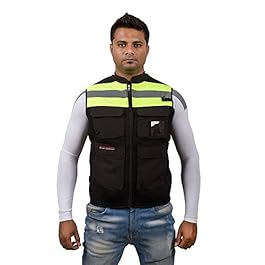 Autofy Riding Tribe Half Sleeves Riding Marshall Jacket (Black, XL) and Autofy Pre Curved Armour Anti Slip Full Finger…