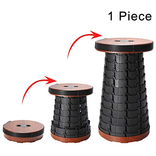 Night Cat Folding Stool Portable for Indoors Retractable Plastic Stool Lightweight Collapsable Stool for Fishing Outdoors Max Load 330lbs Wooden Color
