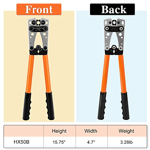 Anxingtools Battery Cable Crimping Tool for 6/10/16/25/35/50mm² Battery Ring Terminals,Copper Cable Lugs,Heavy Duty Crimping Crimp for Cable Lugs (HX50B)