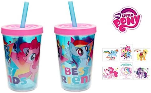 My Little Pony 100% BPA Free 2 pcs. Leak-proof Tumbler with straw and 6 pcs. temporary tattoo by Little Boogers