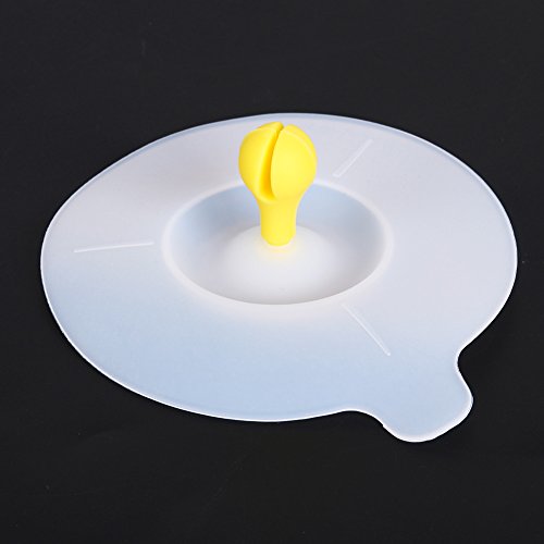 Whitelotous Silicone Cup Lid - Bean Sprouts Dustproof Reuseable Magic - Tea Coffee Cover Lid (Yellow)