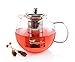 Camellia Teapot with Removable Stainless Steel Infuser, Borosilicate Glass, Loose Leaf Tea Kettle Stove top Safe - Holds 5 Cups 40 Ounce 1200ml