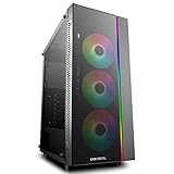 DEEPCOOL MATREXX 55 ADD-RGB 3F Case, E-ATX Supported, Motherboard or Button Control of SYNC of Addressable RGB Devices of Any Brands, 3x120mm ADD-RGB Fans Pre-Installed, 4mm Full Sized Tempered Glass