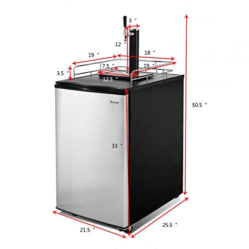 6 COSTWAY+Kegerator+Single+Tap+Refrigerator+Compressor