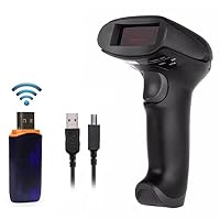 Yaoni Barcode Scanner 433Mhz Wireless Handheld Barcode Reader Long Transmission Distance Laser Bar Code Scanner with USB Receiver for Store,Supermarke (Full Black)