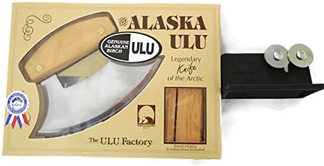 Alaska Ulu Knife Bundle With Rada Knife Sharpener, This Ulu Knife Can Be Used As Mezzaluna Chopper, Bolo Rolling Knife And Chopped Salad Tool Best Christmas Holiday Gifts