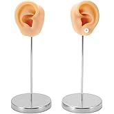 UNICRAFTALE 2Pcs Ear Shaped Piercing Stud Holder with Round Base Earring Display Stand Silicone Earring Model Organizer Jewelry Organizer Holder for Women Earring Storage (Left&Right,Flesh)