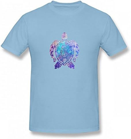 OPJDACZ Space Sea Turtle Tshirt Printed Cotton T-Shirts Tops Logo Best Quality Men Tee Sky Blue