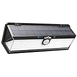 LITOM Solar Motion Sensor Light, Large Size 122 LED Solar Lights with Front Button, Indicator Lights, 3 Modes and IP67 Waterproof Rating for Door, Garden, Deck, Porch