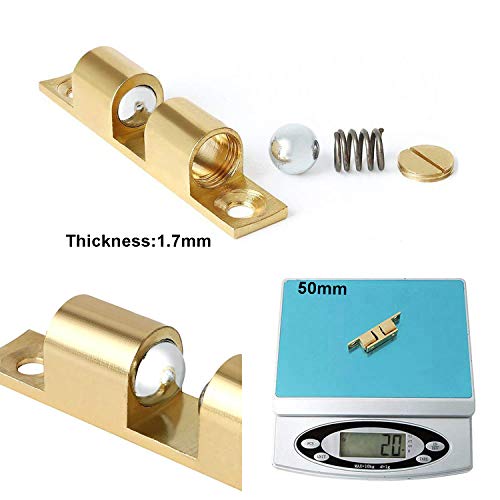 LOOTICH Brass Door Double Ball Tension Catches 50mm for Cabinet Kitchen Bathroom Cupboards Wardrobes Roller Latches Silent Locks Stopper (10 Pcs)
